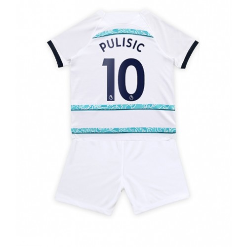 Chelsea Christian Pulisic #10 Bortedraktsett Barn 2022-23 Kortermet (+ Korte bukser) Chelsea Christian Pulisic #10 Bortedraktsett Barn 2022-23 Kortermet (+ Korte bukser)